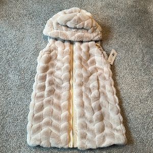 Via Spiga Hooded Faux Fur Vest